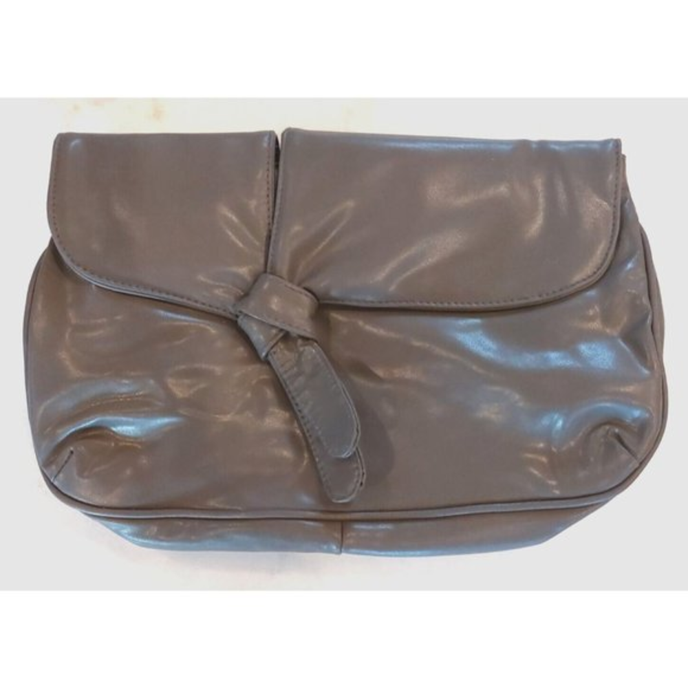 Vintage EVAN PICONE Gray Clutch HANDBAG PURSE Genuine Leather‎ 12"x9"
